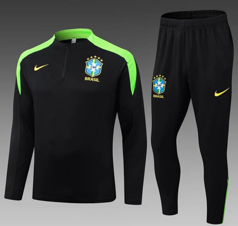 2025 Brazil Long Zipped Jacket Black Jersey