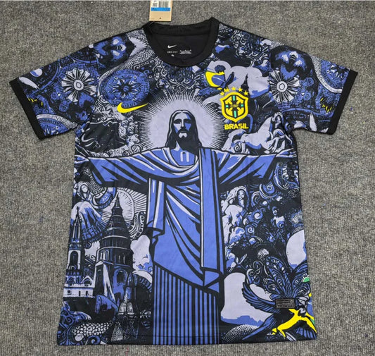 2024 Brazil Special Edition Jesus Blue & Grey Football Shirt