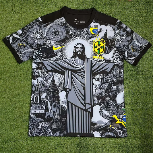 2024 Brazil Special Edition Jesus Black Football Kit